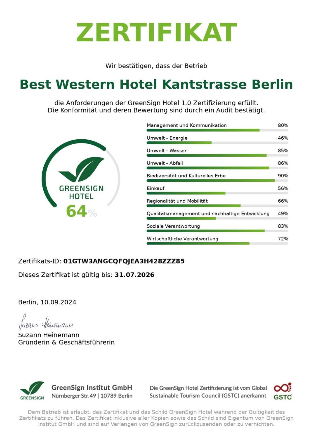 Best Western Hotel Kantstrasse Berlin Berlim Exterior foto